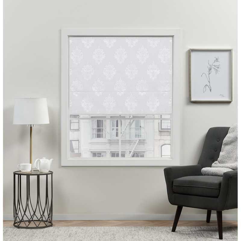 Store romain occultant 100% occultant Exclusive Home Marseille, L 23 po x L 64 po, Blanc