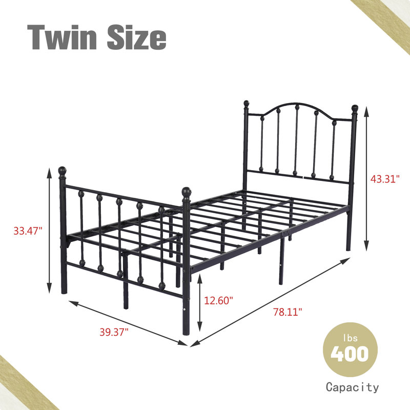 Chauvin Metal Platform Bed, Black, Twin
