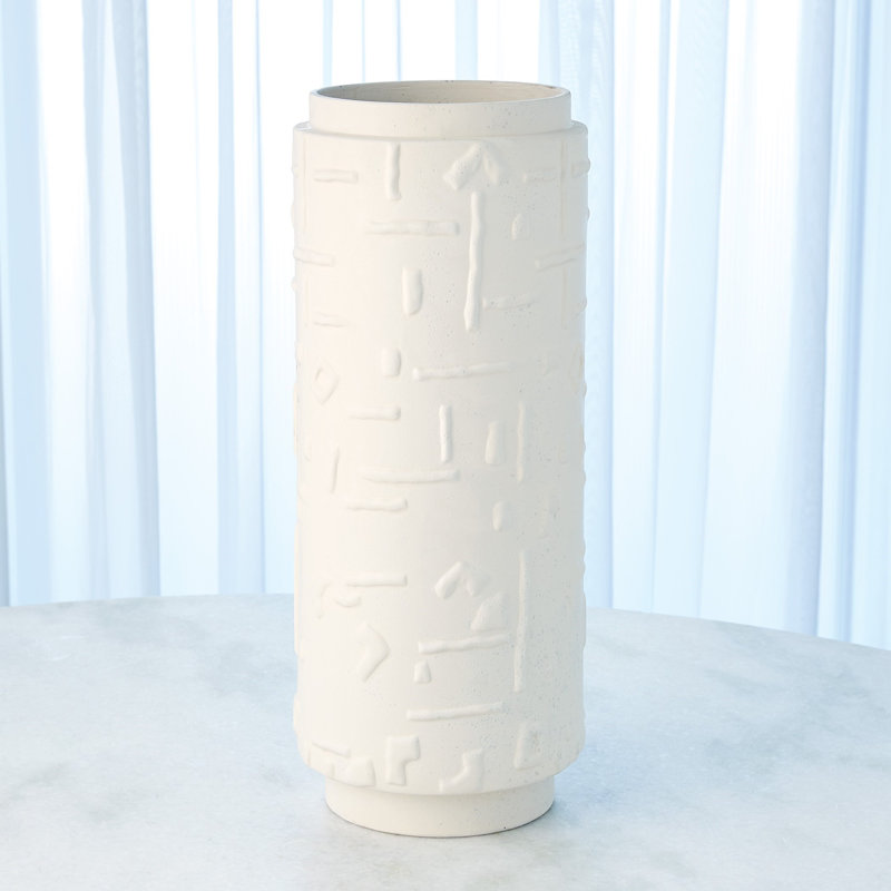Sankuru Vase-Rustic White-Lg, 19.5" H x 8" W x 8" D
