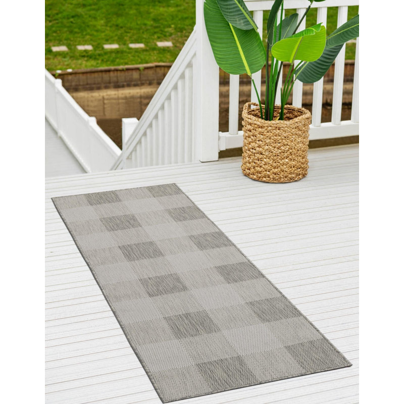 Tapis intérieur / extérieur gris Borland, Tapis de couloir 2 pi x 8 pi