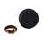 Modern Sculptural Metal Bottle Shape Table Vase with Wooden Rings for Home Decor - Artistic Tall Flower Vase for Living Room Styling - Black & Brown-1262052595