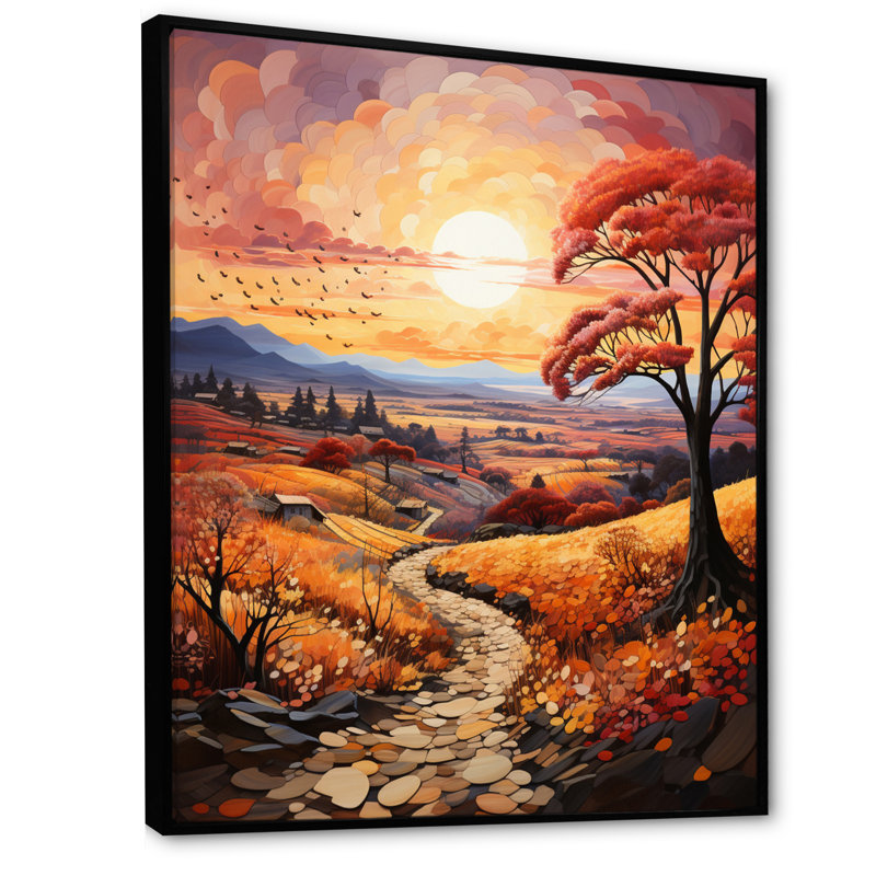 «Charnock Countryside Autumnal Orchard Patchwork I», reproduction sur toile, H 20 po x l 12 po x P 1 po, Cadre flottant noir
