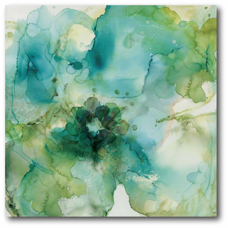 Fleur verte - impression sur toile tendue, H 16 po x l 16 po