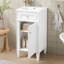 Ensemble de meuble-lavabo sur pied 16 po avec lavabo en céramique, ensemble de meuble-lavabo simple autoportant avec porte à fermeture douce, tablette réglable, style français-126232822
