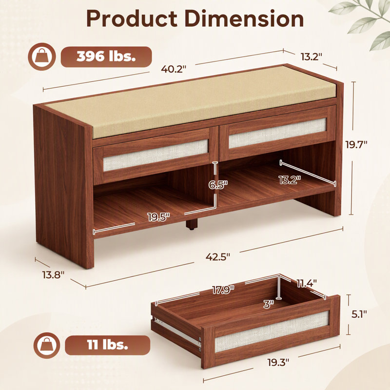 Polyester Blend Upholstered Bench