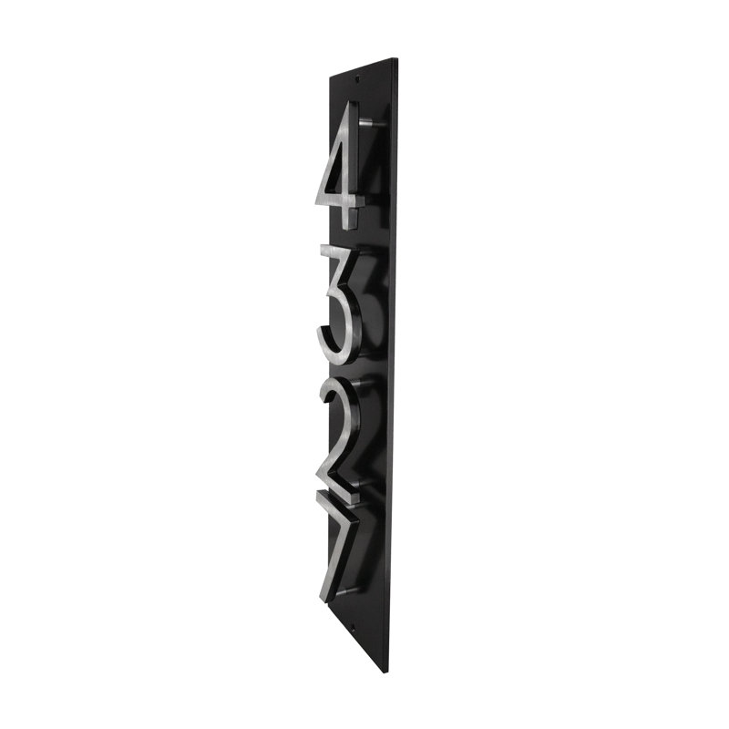 Floating Modern 3" Number Vertical Address Plaque (4 Digits), Yes, Satin Nickel Two Tone, Black