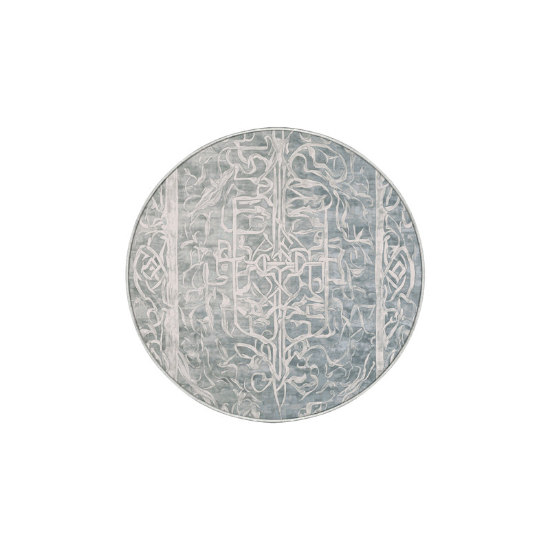Machine Washable Green Area Rug, Round 3'