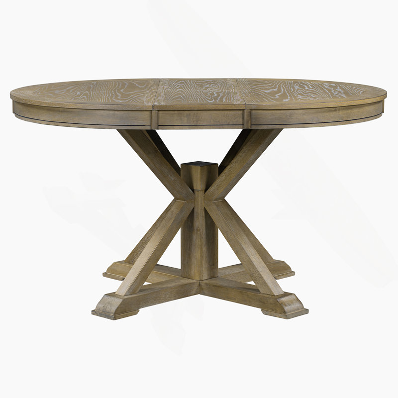 Retro Functional Extendable Dining Table With A 12" Leaf For Dining Room And Living Room, Natural Wood Wash
