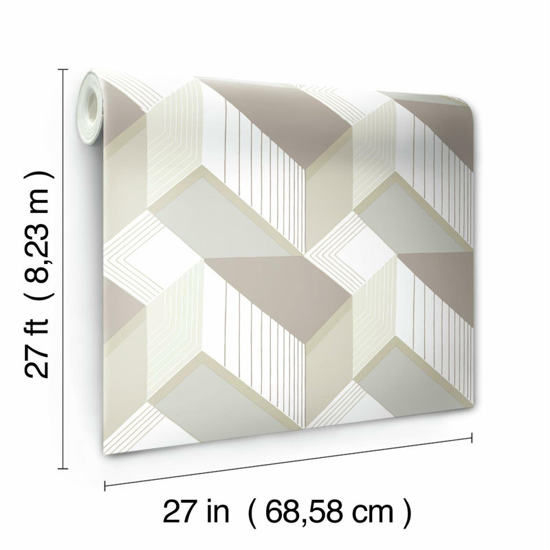 Graphic Geo Blocks Wallpaper, White/Cream