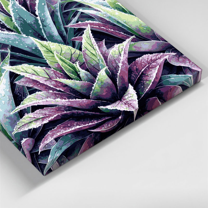 Art végétal sur toile gris, H 12 po x l 18 po