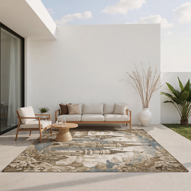 Tapis intérieur et extérieur majestueux Edge, Rectangle 4pi x 6 pi