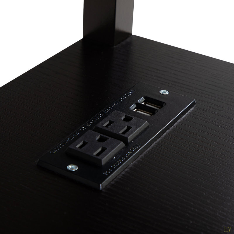 Table de chevet transitionnelle avec station de charge USB, table de chevet en bois, armoire de rangement à 2 tiroirs pour la maison et la cuisine, 1 pièce