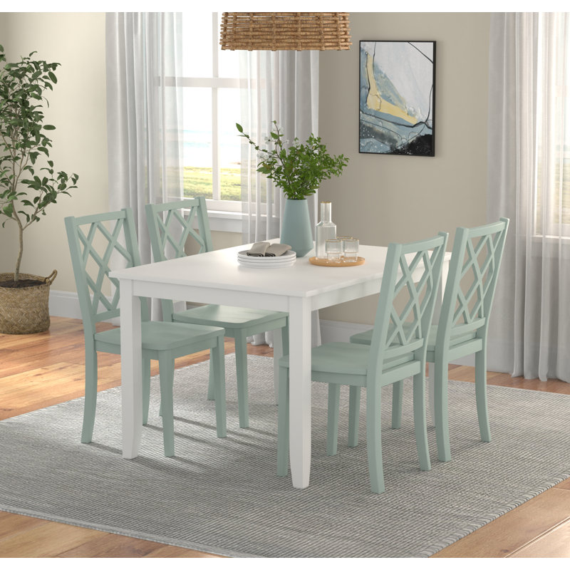 21" Wide Dining Chair with a Lattice Back, Green