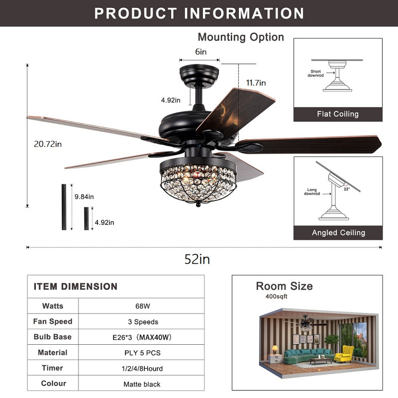 Ventilateur de plafond 52 po Kallaway