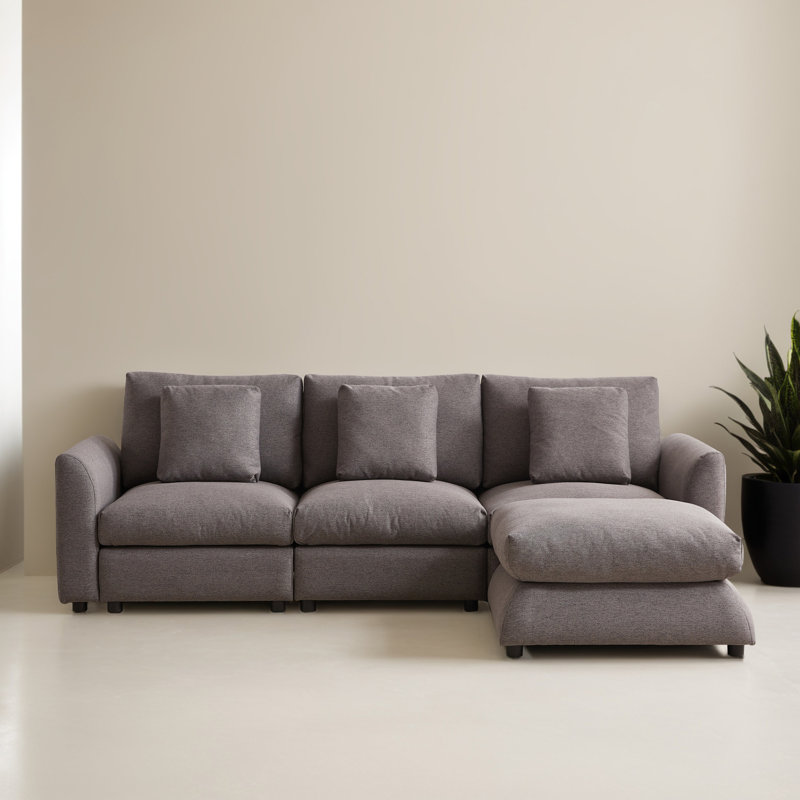 Canapé-lit modulaire 4 pièces pour salon, Polyester gris