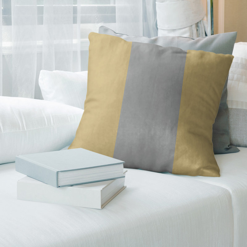 Coussin en suède Colorado, 14 po x 14 po, Doré / gris / doré