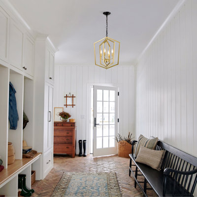 Chandelier  - 4-Light Farmhouse Style Kitchen S, Vintage Cage Light Fixture With Adjustable Height Function S