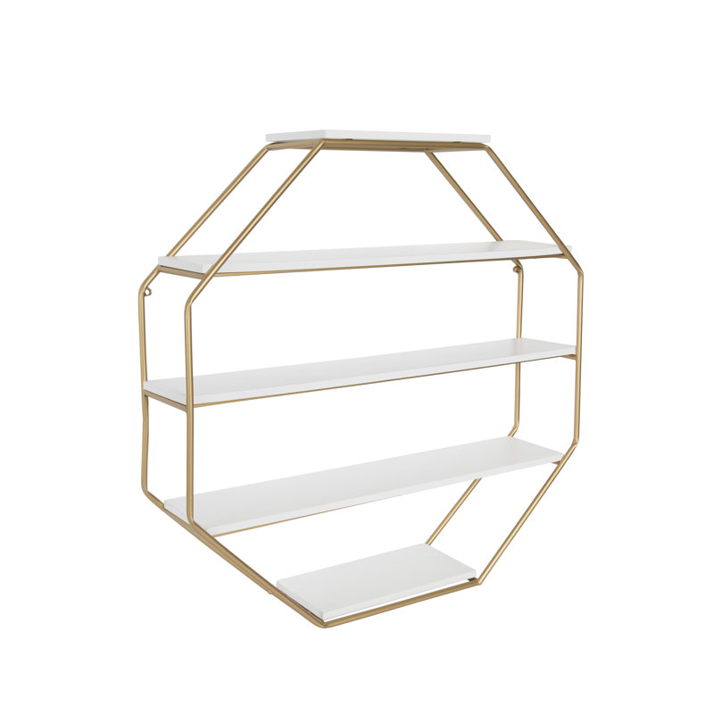 Étagère murale octogonale à 5 tablettes Colten, Blanc