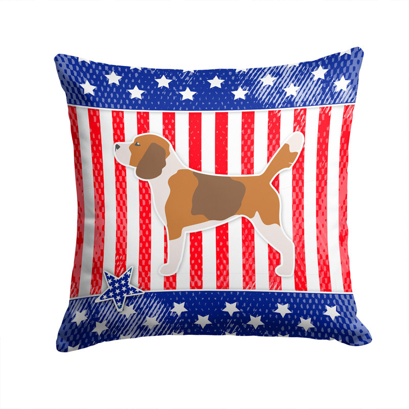 Coussin décoratif intérieur/extérieur patriotique usa beagle, H 14 po x l 14 po x P 3 po