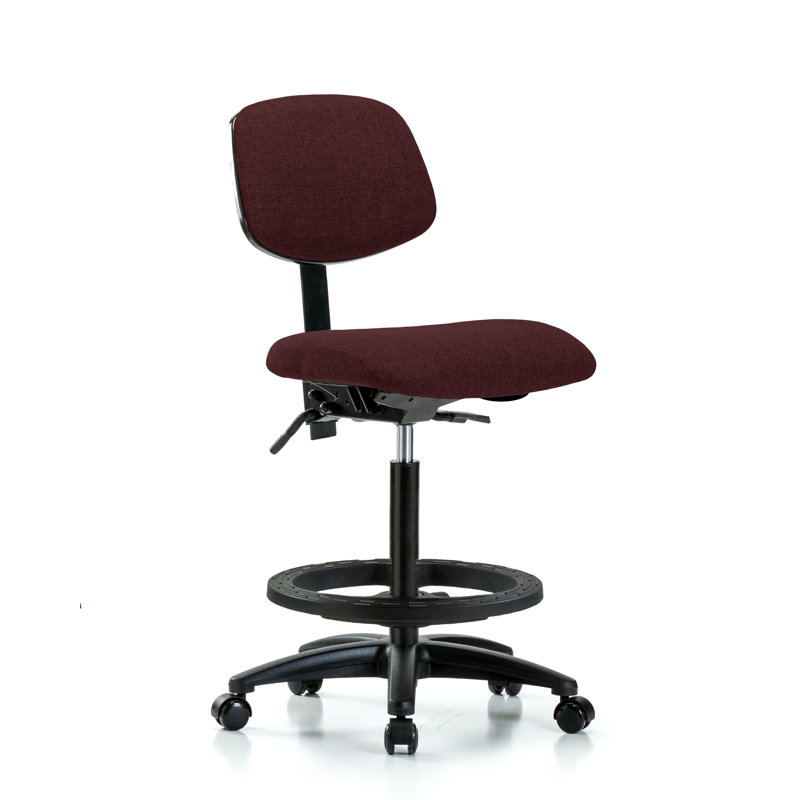 Micaela Drafting Chair, Burgundy, Casters, Included