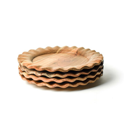 Fundamental Wood 13 Ruffle Platter Set Of 4