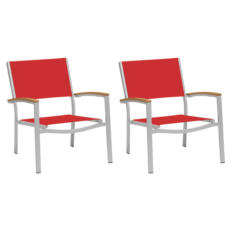Travira Chat Chair, Teakwood Natural, Red