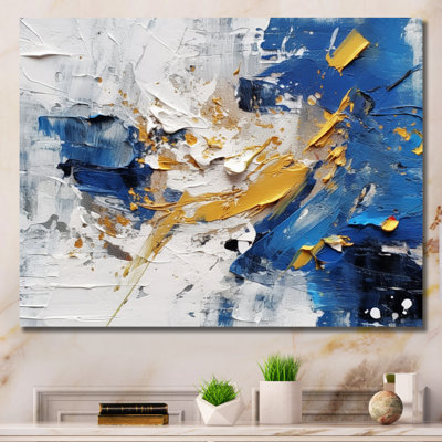 «Blue Yellow Cubist Kaleidoscope - Cubism», reproduction sur toile encadrée