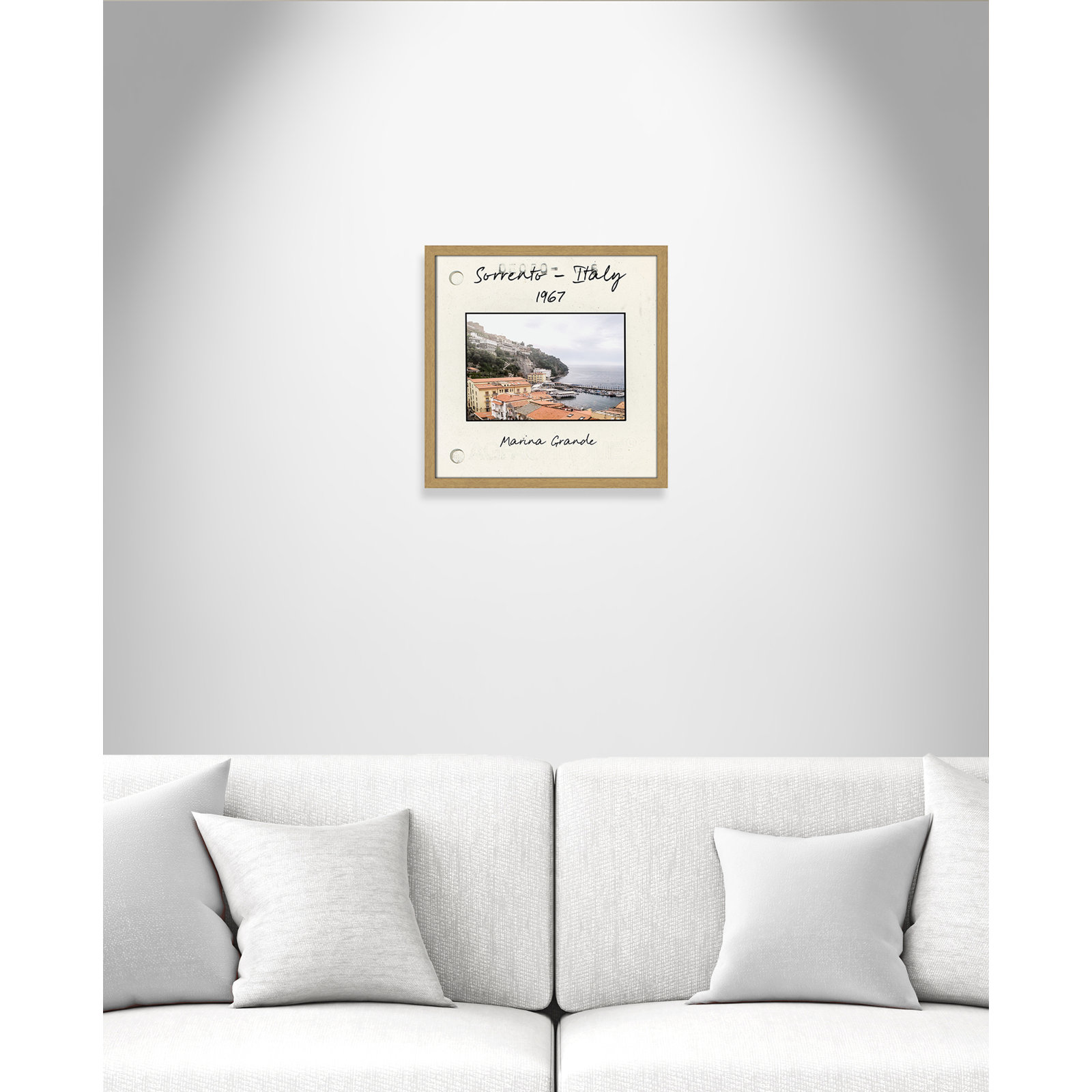 Travel Slide Collection "Sorrento, Italy" Print, 17" H x 17" W x 0.75" D, Natural Single Picture Framed Paper
