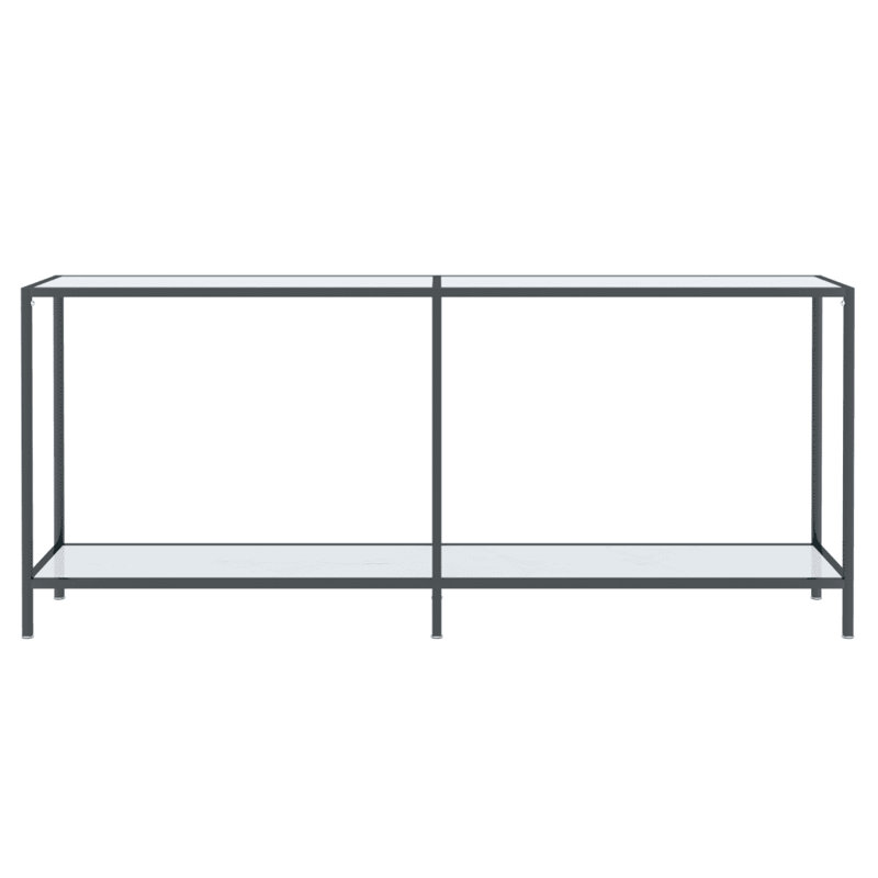 Hannmeike Glass Top Console Table, White, 75.5 x 180 x 35 cm