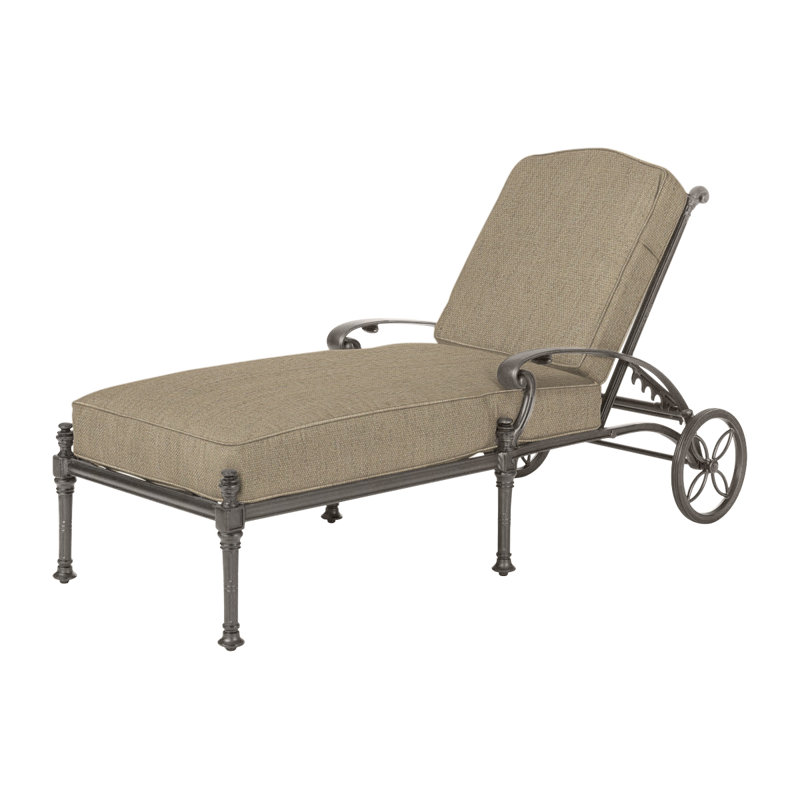 Florence Chaise Lounge Frame with Sunbrella Cushions, Desert Bronze, Canvas Heather Beige Sunbrella® Canvas