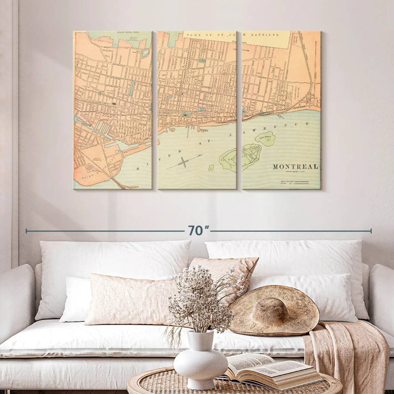 Map Of Montreal, 32" H x 50" W
