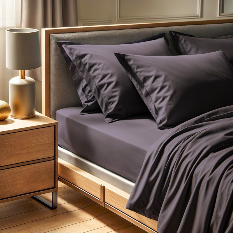 Premium King Fitted Sheet, Dark Grey, 76 x 80 x 11.8 inches | 100% Cotton Ranforce, 155 Thread Count | Machine Washable at 86°F | Soft, Durable, and Breathable for Ultimate Comfort and Sleep Quality