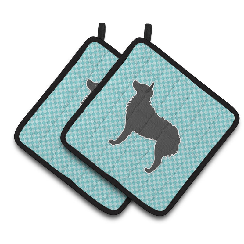 Cuisinier poignée à damier pour chien east urban home, Bleu