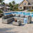 7-Piece Outdoor Sectional Sofa Set With HDPE Wicker, Cushions & Coffee Table, Modular Patio Conversation Set-991228332