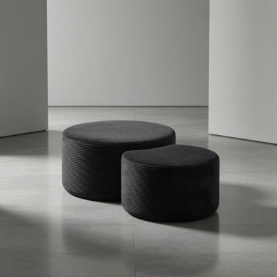 Nesting Coffee Table Set Of 2,Upholstered Round Coffee Tables Set Of 2 For Living Room, Modern Foam Round Coffee Table Side Table End Table Ottoman, N