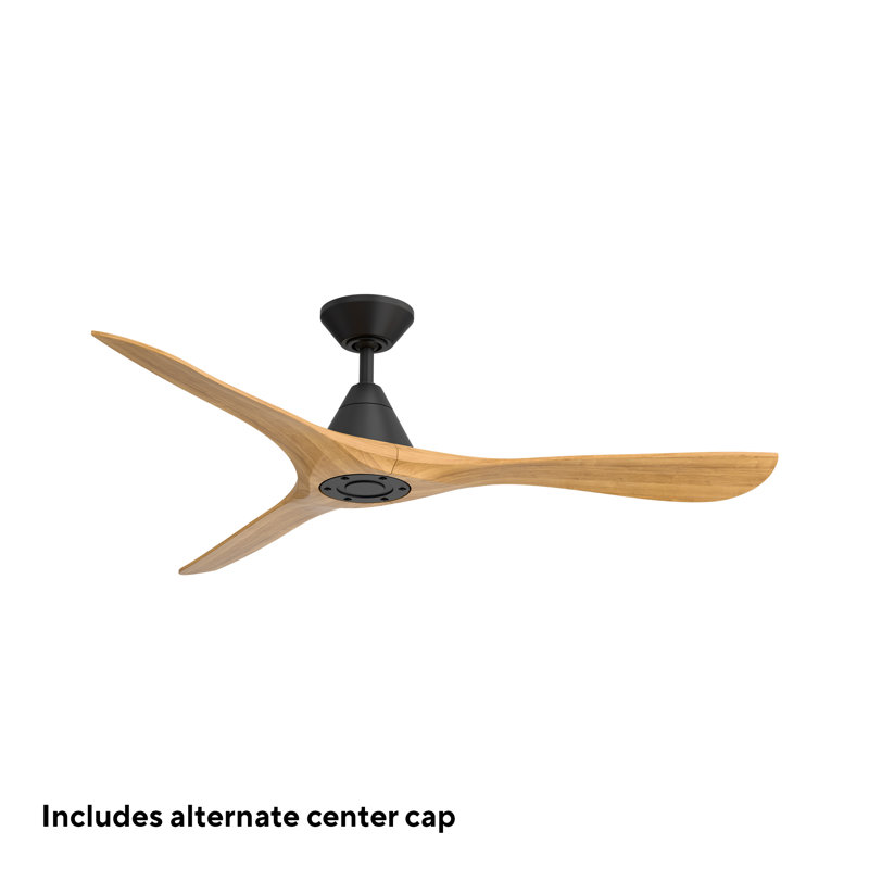 Carve 3 Natural Wood Blade Smart Ceiling Fan With Remote Control Included, Works With Alexa and iOS or Android App, 60"