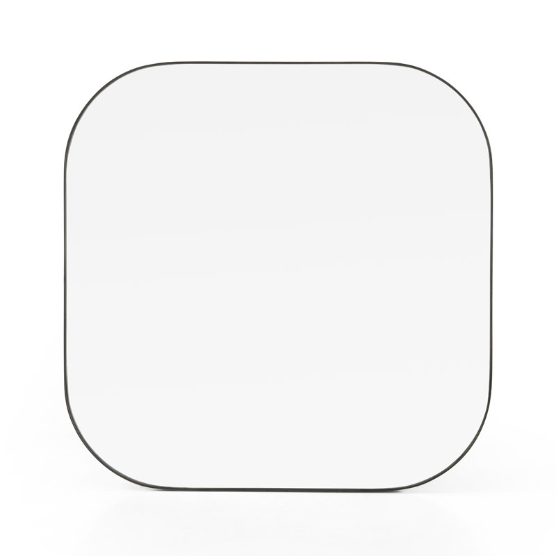 Bellvue Flat Metal Wall Mirror, 47.25" x 47.25", Dark Gray