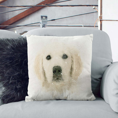 A Golden Retriever Puppy In Abstract Square Throw Cushion