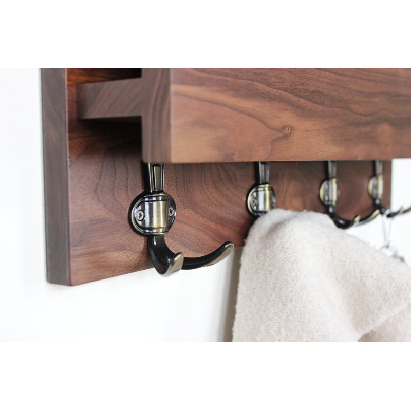 Clorinda Solid Wood Wall Organizer, Walnut