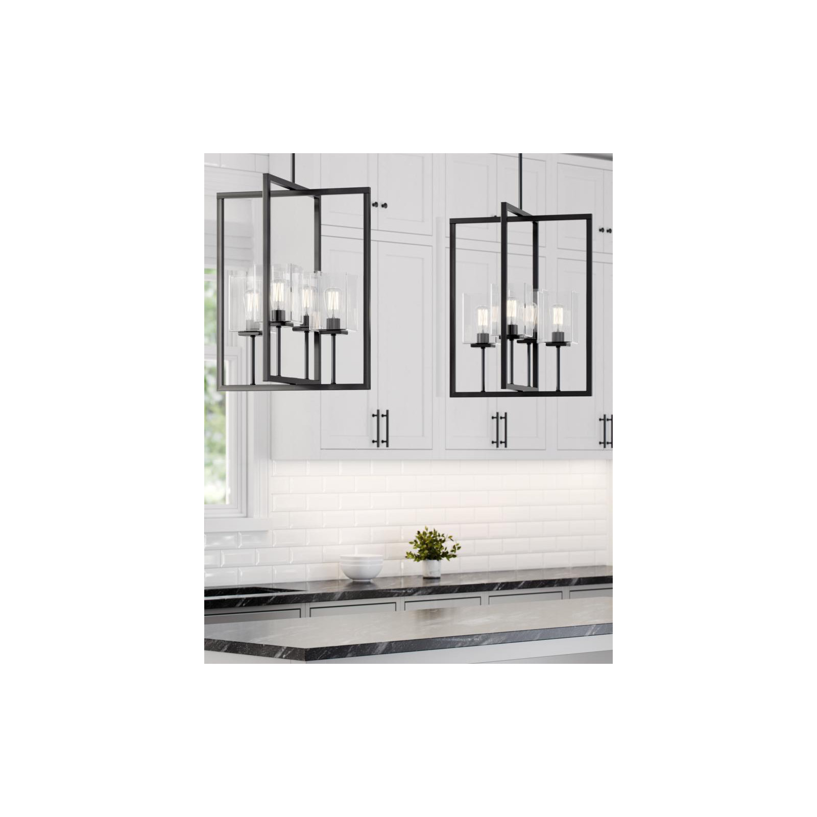 Aya 4 Light Glass Dimmable Pendant, 27.25" H x 21" W x 21" D
