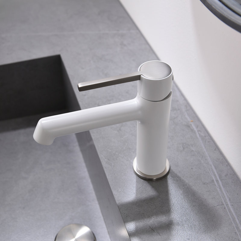 Single-Hole Bathroom Faucet, White