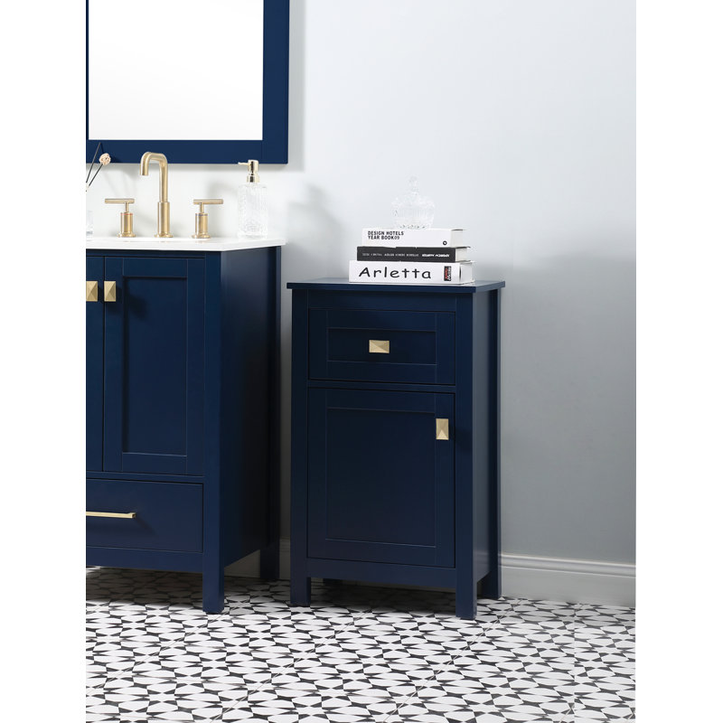 Rangement pour salle de bain Destinique, Bleu/doré