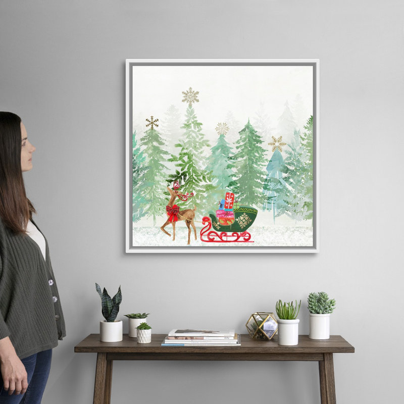 Holiday Greetings - reproduction d'art sur toile, 32" H x 32" W x 1.75" D, Cadre blanc
