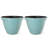 19.5"D Set Of 2 Round Turquoise Faux Ceramic Pot Plastic Planter-378572062-378572063