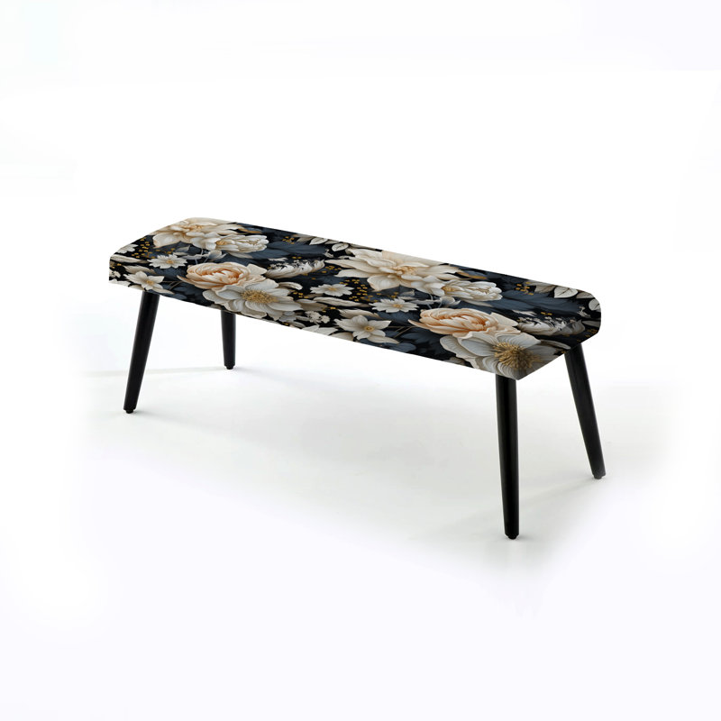 Banc rembourré noir, Motif urbain victorien chic et victorien