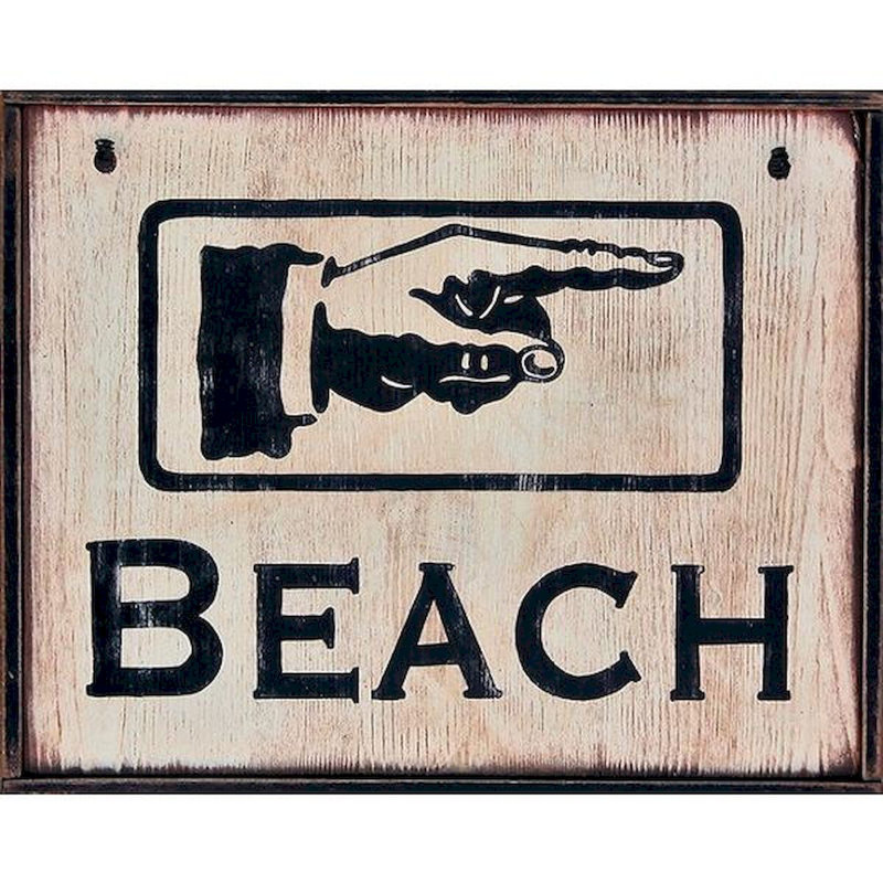 Beach with Pointing Finger Sign