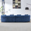 Canapé incurvé en chenille avec mousse haute densité et sans assemblage, idéal pour les espaces de vie compacts (bleu)-2141740825