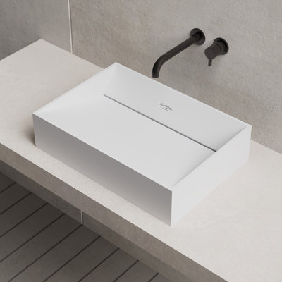MonBlari 24 X 14" Solid Surface Bathroom Vessel Sink Matte White