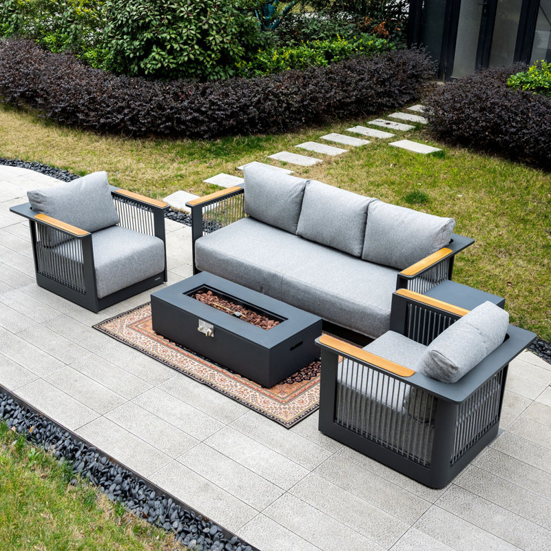 5-Seater Outdoor Lounge Set with 50,000 BTU Fire Pit