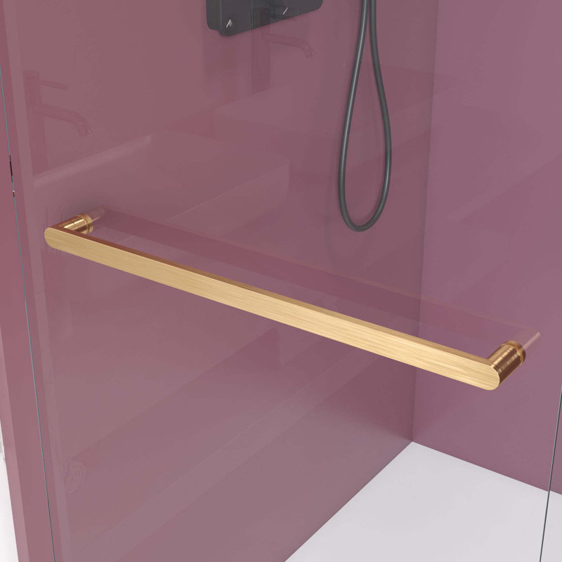 Double porte de douche coulissante sans cadre avec verre transparent de 3/8 po, Doré